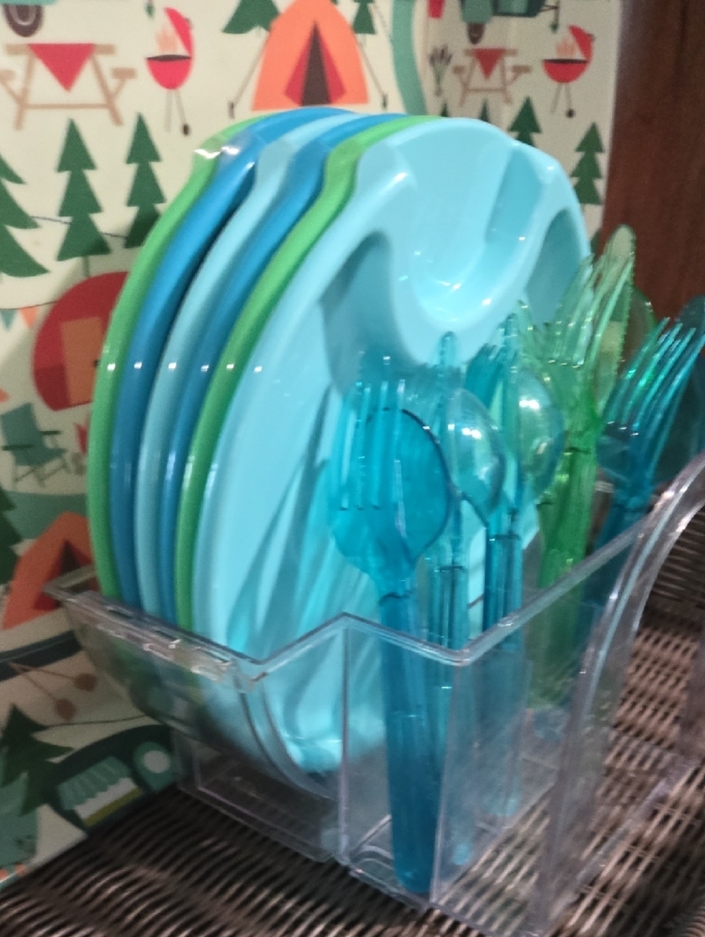 Pampered Chef Picnic Caddy Plate Utensil Set